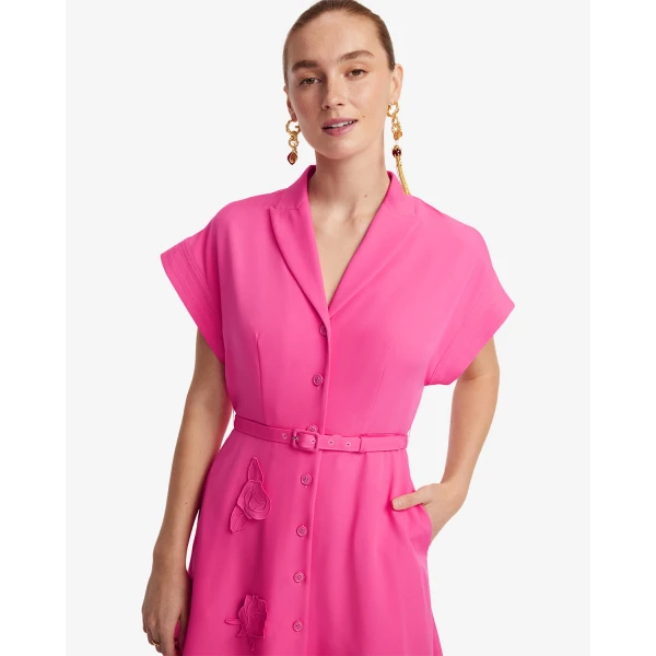 Leo Lin Aubrey Appliqué Shirt Midi Dress - Leo Lin Dress - Australian Luxury Fashion - Shop at Coveti