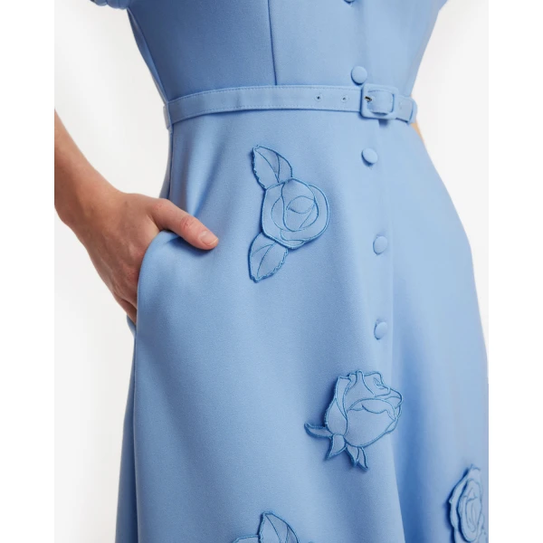 Leo Lin Aubrey Appliqué Shirt Midi Dress - Leo Lin Dress - Australian Luxury Fashion - Shop at Coveti