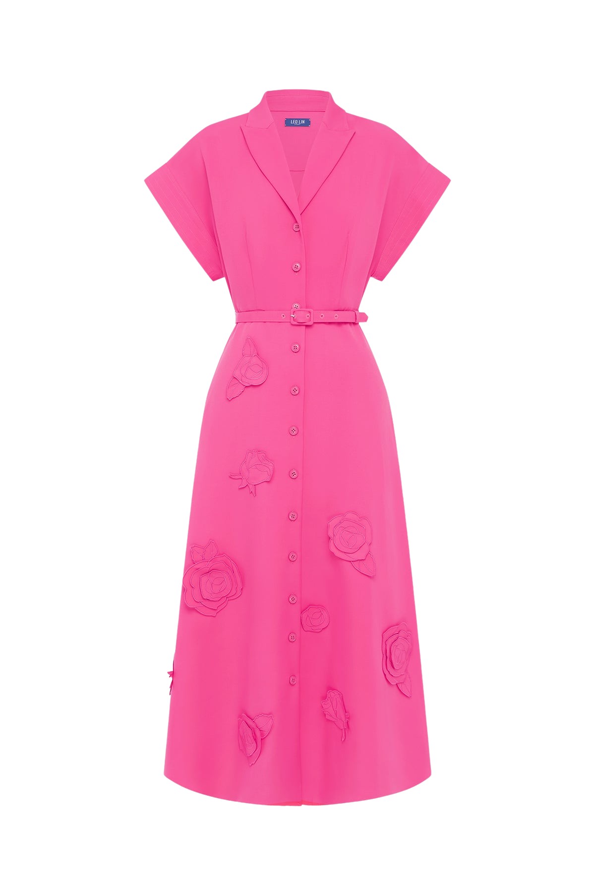 Leo Lin Aubrey Appliqué Shirt Midi Dress