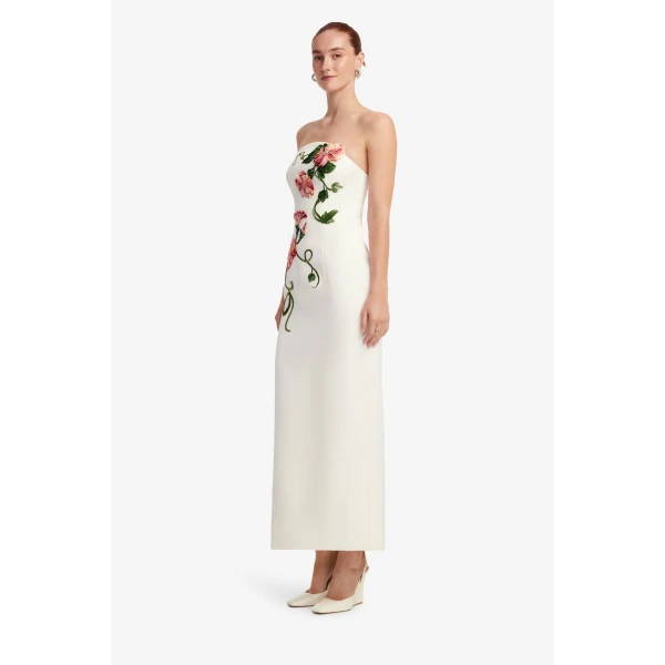 Leo Lin Ava Halterneck Appliqué Floral Bustier Maxi Dress - Leo Lin Dress - Australian Luxury Fashion - Shop at Coveti