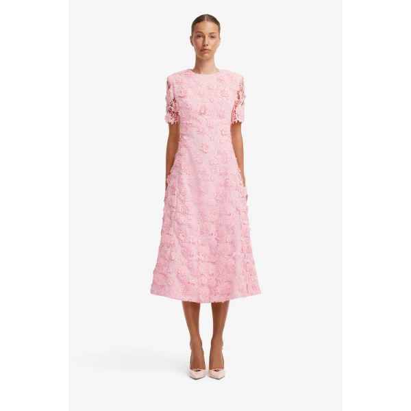 Leo Lin Caroline Lace Short Sleeves Midi Dress - Leo Lin Dress - Australian Luxury Fashion - Shop at Coveti