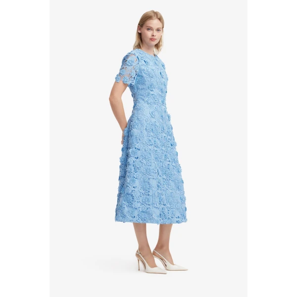 Leo Lin Caroline Lace Short Sleeves Midi Dress - Leo Lin Dress - Australian Luxury Fashion - Shop at Coveti