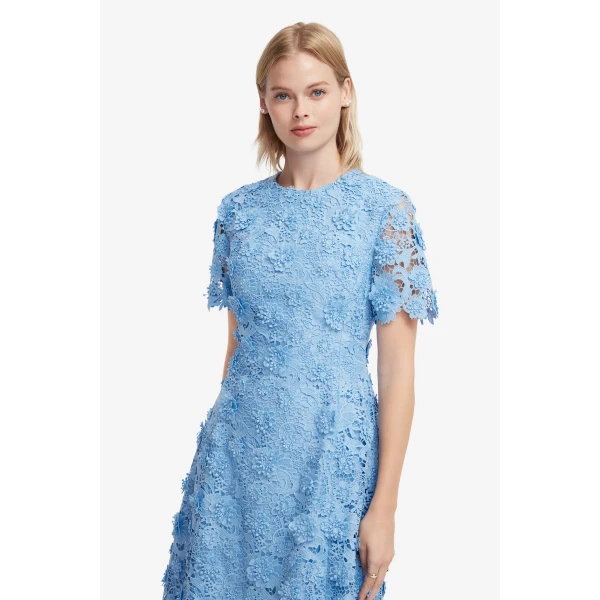 Leo Lin Caroline Lace Short Sleeves Midi Dress - Leo Lin Dress - Australian Luxury Fashion - Shop at Coveti