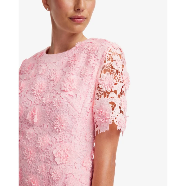 Leo Lin Caroline Lace Short Sleeves Midi Dress - Leo Lin Dress - Australian Luxury Fashion - Shop at Coveti