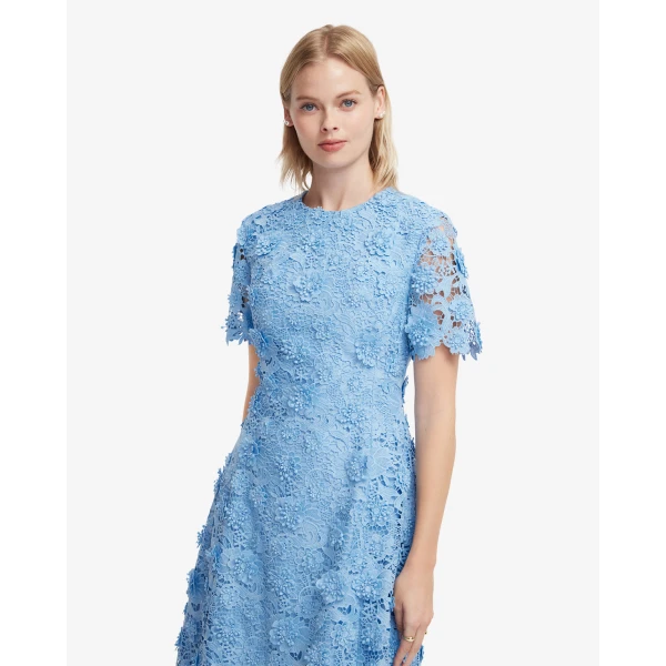 Leo Lin Caroline Lace Short Sleeves Midi Dress - Leo Lin Dress - Australian Luxury Fashion - Shop at Coveti