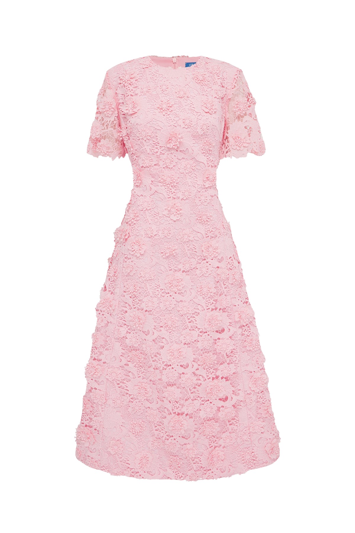 Leo Lin Caroline Lace Short Sleeves Midi Dress