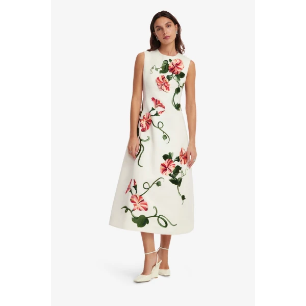 Leo Lin Cleo Appliqué Sleeveless Midi Dress - Leo Lin Dress - Australian Luxury Fashion - Shop at Coveti