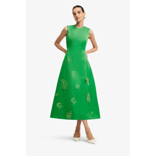 Leo Lin Cleo Appliqué Sleeveless Midi Dress - Leo Lin Dress - Australian Luxury Fashion - Shop at Coveti