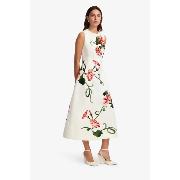 Leo Lin Cleo Appliqué Sleeveless Midi Dress - Leo Lin Dress - Australian Luxury Fashion - Shop at Coveti
