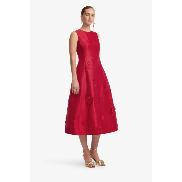 Leo Lin Cleo Appliqué Sleeveless Midi Dress - Leo Lin Dress - Australian Luxury Fashion - Shop at Coveti