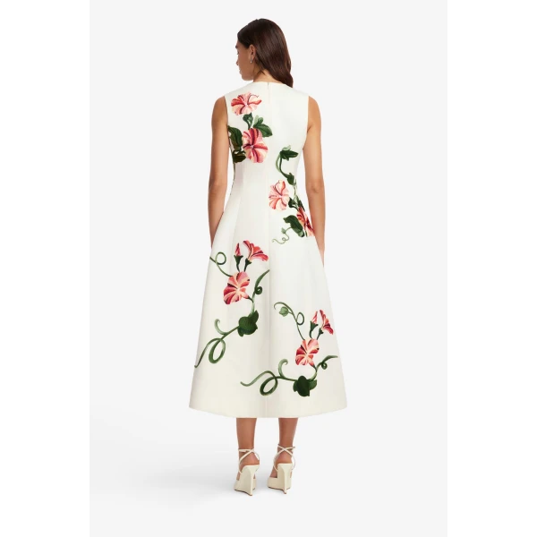 Leo Lin Cleo Appliqué Sleeveless Midi Dress - Leo Lin Dress - Australian Luxury Fashion - Shop at Coveti