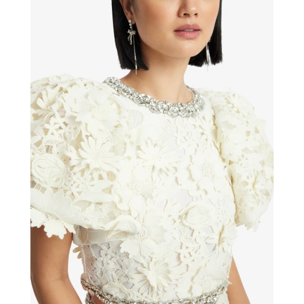 Leo Lin Lucia Embellished Lace Top - Leo Lin Dress - Australian Luxury Fashion - Shop at Coveti
