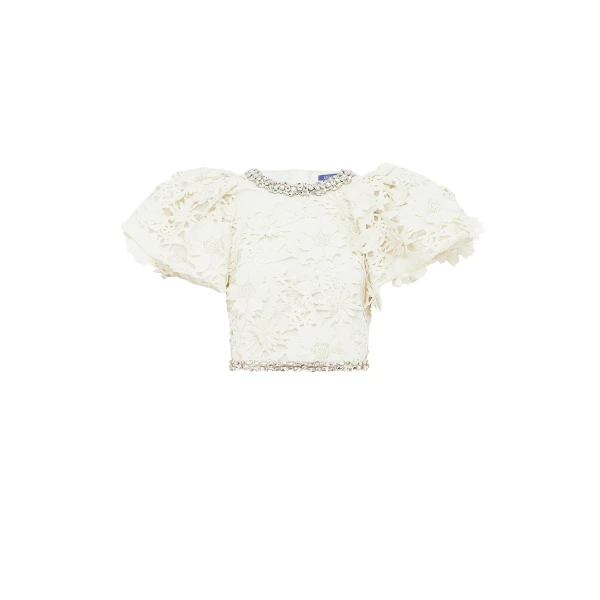 Leo Lin Lucia Embellished Lace Top - Leo Lin Dress - Australian Luxury Fashion - Shop at Coveti