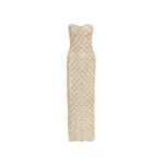 Oscar de la Renta Mother of Pearl Embroidered Column Gown - Dresses - American Luxury Evening Wear at Coveti