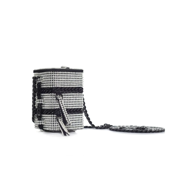 Nasha Mekraksavanich Baby Pinto Cube | Silver Crystal - Nasha Silver - Architectural Luxury Bag at Coveti