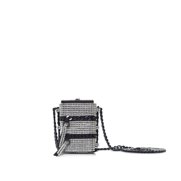 Nasha Mekraksavanich Baby Pinto Cube | Silver Crystal - Nasha Silver - Architectural Luxury Bag at Coveti