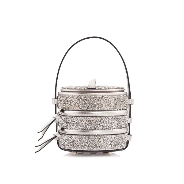 Nasha Mekraksavanich Baby Pinto Play | Silver Crystal - Nasha Silver - Architectural Luxury Bag at Coveti