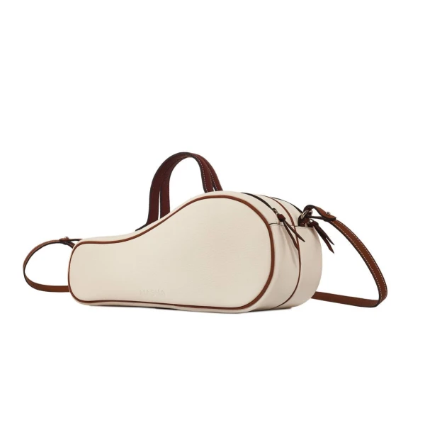 Nasha Mekraksavanich Mini Tennis Court |White Brown (Pre Order 7-10 Days) - Nasha White - Architectural Luxury Bag at Coveti