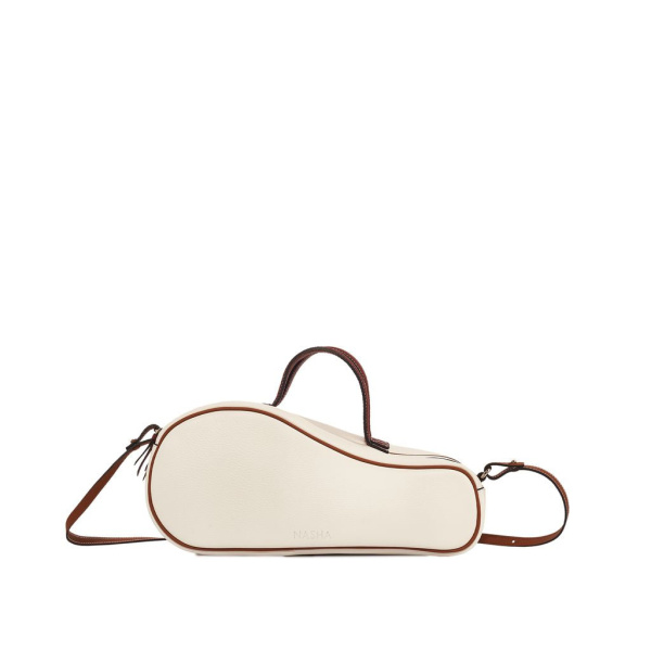 Nasha Mekraksavanich Mini Tennis Court |White Brown (Pre Order 7-10 Days) - Nasha White - Architectural Luxury Bag at Coveti