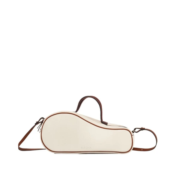 Nasha Mekraksavanich Mini Tennis Court |White Brown (Pre Order 7-10 Days) - Nasha White - Architectural Luxury Bag at Coveti