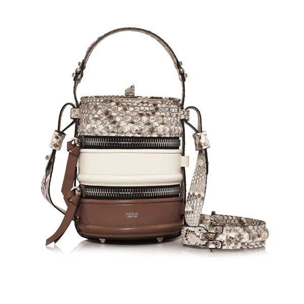 Nasha Mekraksavanich Pinto Exotic | Almond - Nasha Multicolour - Architectural Luxury Bag at Coveti