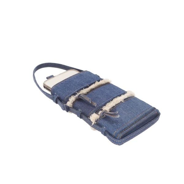 Nasha Mekraksavanich Pinto Phone | Bleached Denim - Nasha Blue - Architectural Luxury Bag at Coveti