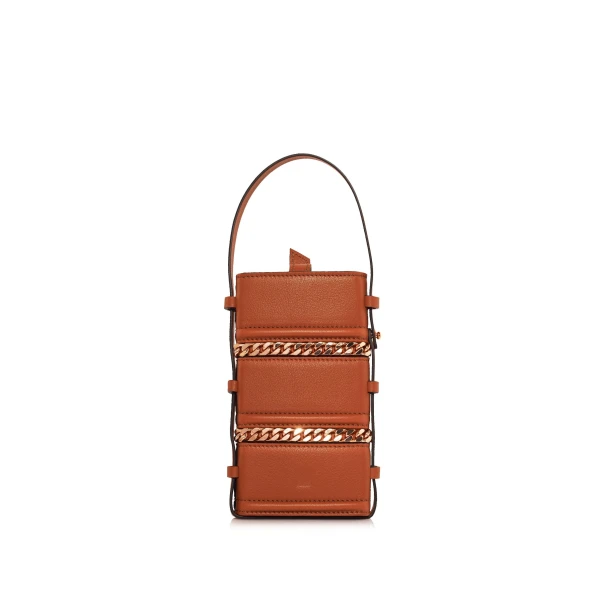Nasha Mekraksavanich Pinto Phone Chain | Cognac - Nasha Brown - Architectural Luxury Bag at Coveti