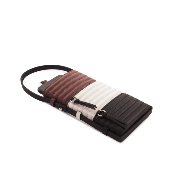Nasha Mekraksavanich Pinto Phone Roll | Cacao - Nasha Multicolour - Architectural Luxury Bag at Coveti