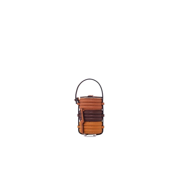 Nasha Mekraksavanich Tiny Pinto Roll | Wood - Nasha Brown - Architectural Luxury Bag at Coveti
