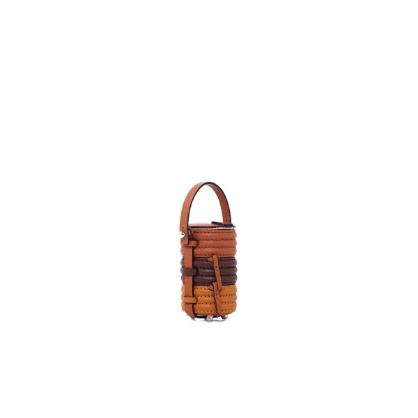 Nasha Mekraksavanich Tiny Pinto Roll | Wood - Nasha Brown - Architectural Luxury Bag at Coveti