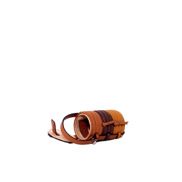 Nasha Mekraksavanich Tiny Pinto Roll | Wood - Nasha Brown - Architectural Luxury Bag at Coveti