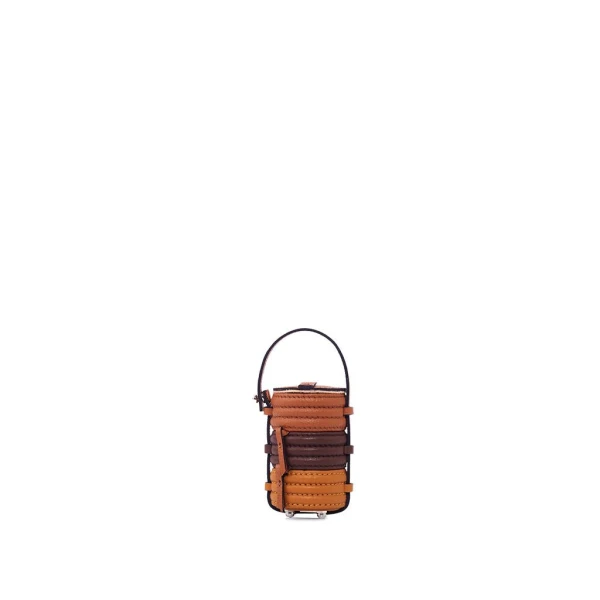 Nasha Mekraksavanich Tiny Pinto Roll | Wood - Nasha Brown - Architectural Luxury Bag at Coveti