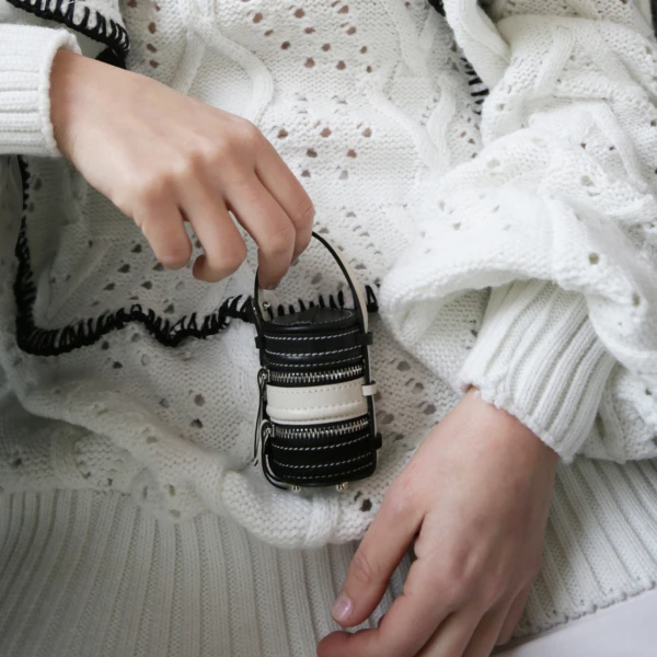 Nasha Mekraksavanich Tiny Pinto | Squid Ink - Nasha Black - Architectural Luxury Bag at Coveti