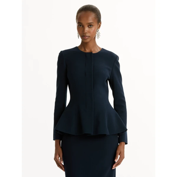 Oscar de la Renta Peplum Wool-Blend Jacket - Jackets - American Luxury Evening Wear at Coveti