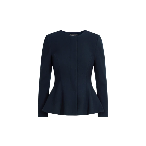 Oscar de la Renta Peplum Wool-Blend Jacket - Jackets - American Luxury Evening Wear at Coveti