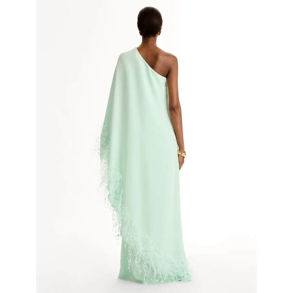 Oscar de la Renta Point d’Esprit Feather Embroidered Caftan - Dresses - American Luxury Evening Wear at Coveti