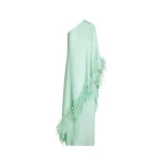 Oscar de la Renta Point d’Esprit Feather Embroidered Caftan - Dresses - American Luxury Evening Wear at Coveti