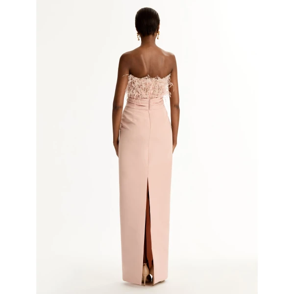 Oscar de la Renta Point d’Esprit Feather Embroidered Gown - Dresses - American Luxury Evening Wear at Coveti