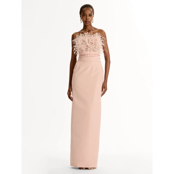 Oscar de la Renta Point d’Esprit Feather Embroidered Gown - Dresses - American Luxury Evening Wear at Coveti