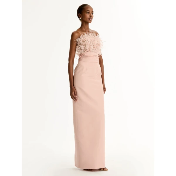 Oscar de la Renta Point d’Esprit Feather Embroidered Gown - Dresses - American Luxury Evening Wear at Coveti
