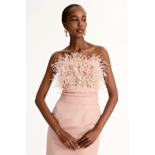 Oscar de la Renta Point d’Esprit Feather Embroidered Gown - Dresses - American Luxury Evening Wear at Coveti