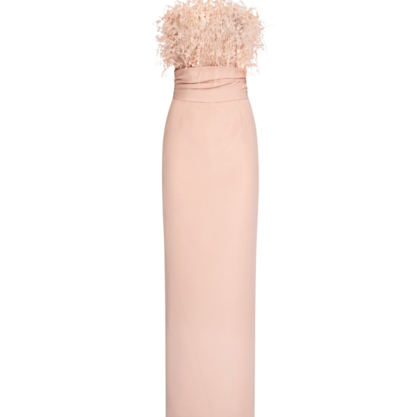 Oscar de la Renta Point d’Esprit Feather Embroidered Gown - Dresses - American Luxury Evening Wear at Coveti