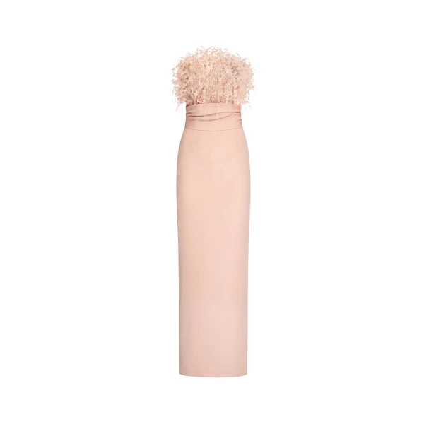 Oscar de la Renta Point d’Esprit Feather Embroidered Gown - Dresses - American Luxury Evening Wear at Coveti