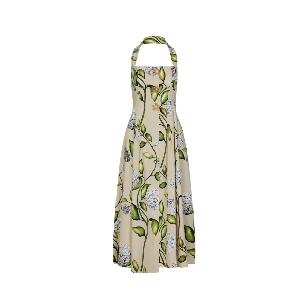 Oscar de la Renta Porcelain Flower Cotton Poplin Halter Dress - Dresses - American Luxury Evening Wear at Coveti