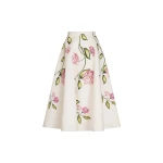 Oscar de la Renta Porcelain Flower Cotton Poplin Skirt - Skirts - American Luxury Evening Wear at Coveti