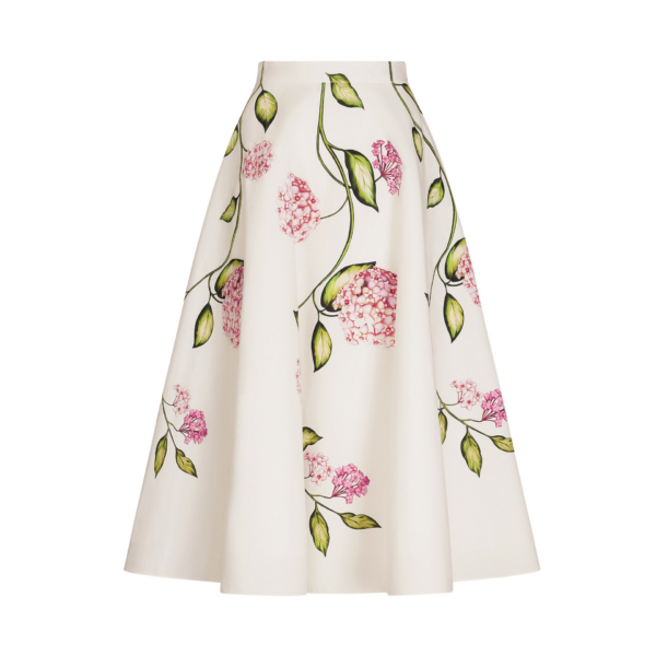 Oscar de la Renta Porcelain Flower Cotton Poplin Skirt - Skirts - American Luxury Evening Wear at Coveti