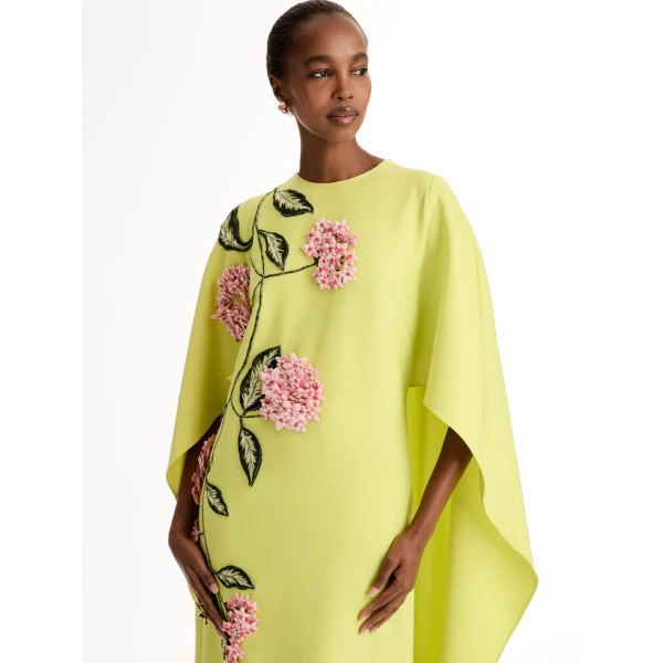 Oscar de la Renta Porcelain Flower Embroidered Caftan - Dresses - American Luxury Evening Wear at Coveti