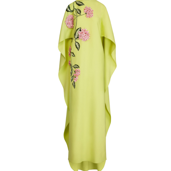 Oscar de la Renta Porcelain Flower Embroidered Caftan - Dresses - American Luxury Evening Wear at Coveti