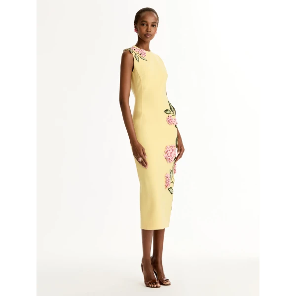 Oscar de la Renta Porcelain Flower Embroidered Dress - Dresses - American Luxury Evening Wear at Coveti