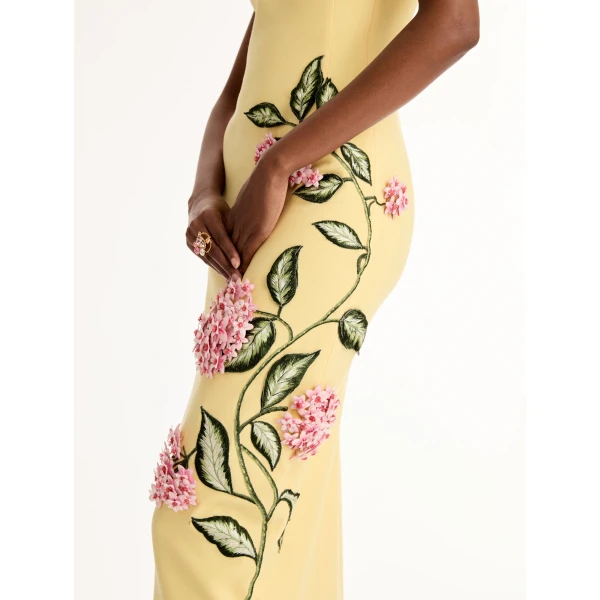Oscar de la Renta Porcelain Flower Embroidered Dress - Dresses - American Luxury Evening Wear at Coveti